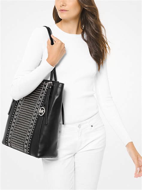 michael kors megan|Megan Large Grommeted Leather Tote Bag .